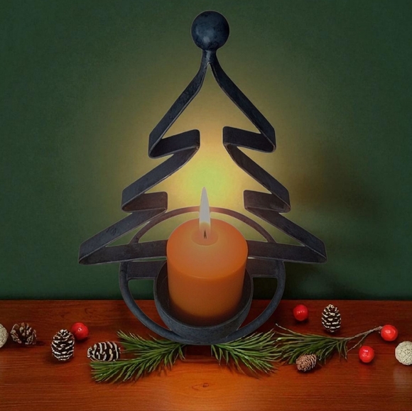Wrought Iron Christmas Tree Candle Holder - Picture 1 of 6